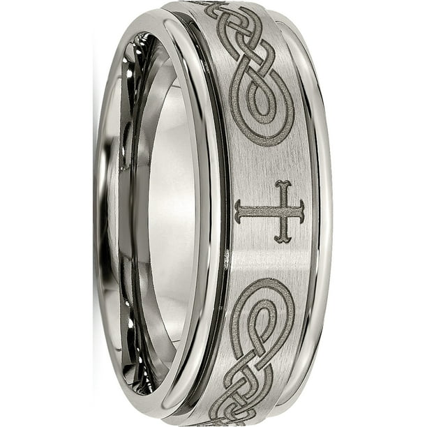 Bridal Titanium Ridged Edge 8mm Brushed and Polished Band Bridal Titanium Ridged Edge 8mm Brushed and Polished Band